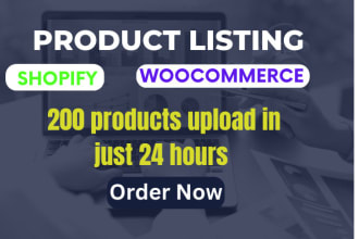 do woocommerce wordpress data entry, shopify product upload, listing