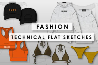 make fashion technical flat drawings cad sketches