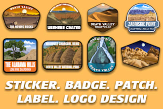 draw modern logo, sticker, patch, badge, pins, emblem vector art illustration