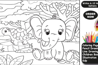 coloring book for kids and line drawing from any object