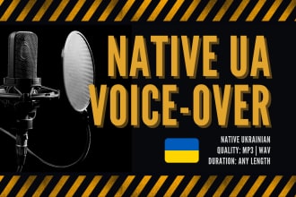 do professionally recorded ukrainian male voiceover in 24 hours