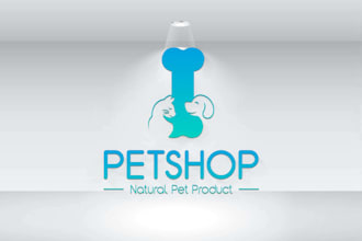 design 3 professional pet shop, dog, cat or custom animal logo