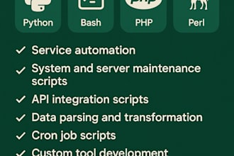 write scripts for services in python, bash, PHP, or perl