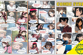 draw cute comic strip in your face cartoon style