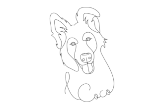 draw single line art portrait of your pet, cat, dog
