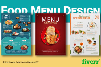 design restaurant menu food poster, flyer, banner and card