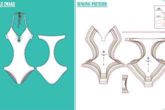 create swimwear, bikini, lingerie, bra panty, dancewear sewing pattern grading