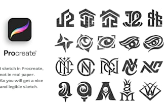 sketch logo ideas for your company in procreate