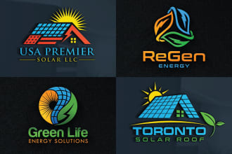 do modern solar panels, electrical power, and energy  logo