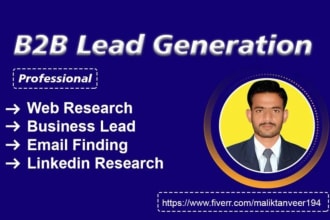 do b2b lead generation, linkedin research and collect email address,phone number