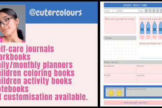 design custom self care journals, workbooks, planners