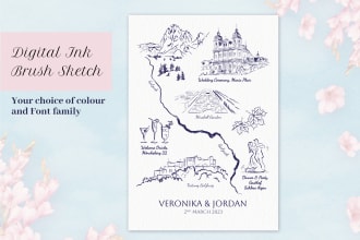 draw a customized digital ink sketchy line venue map