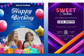 design beautiful birthday invitation cards or flyers