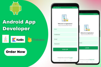 create an android application using java or kotlin