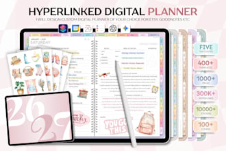 design etsy hyperlinked digital planner, etsy set up and SEO, digital products