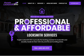design locksmith website, locksmith landing page, handyman website with booking