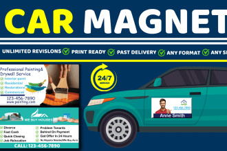 a car magnet, car door magnet, magnetic sign, with 24 hours