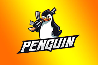 design realistic penguin mascot logo with creative concepts