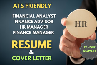 create HR and finance manager resume and cover letter