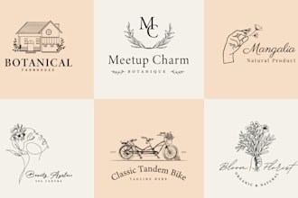 design botanical boho hand drawn and feminine logo