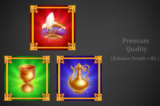 create nice 2d game assets, props, icons, objects