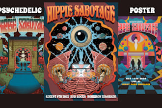 make amazing retro cosmic poster or flyer for your event