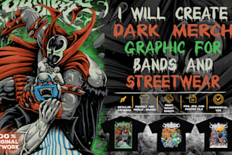 create dark merch grapich for band and streetwear