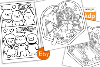 design bold and easy coloring pagesfor kdp and etsy