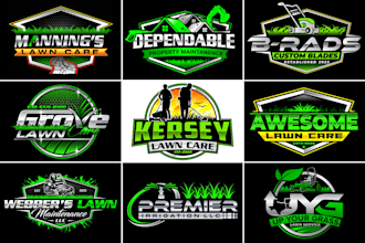 make awesome landscape, grass trimming and lawn care logo