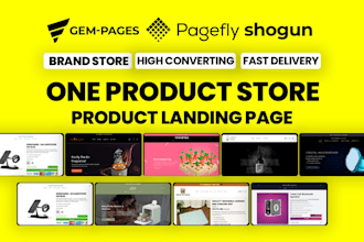 create shopify one product store, product landing page by pagefly, gempages
