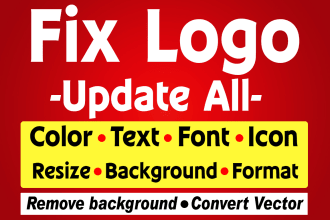 fix, update, edit your logo redesign, change color, text font