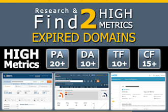 find 2 high pa da tf cf expired domains for pbns