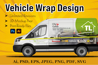 create vehicle wrap design, van wrap design, car wrap ,bike wrap ,boat ,truck