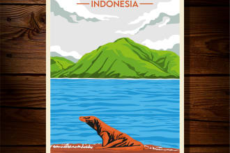 draw vintage travel poster or favorite place