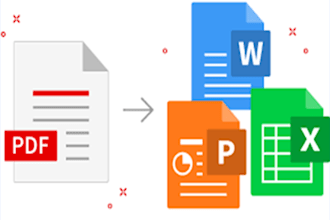convert PDF to word, google doc, PDF form, jpg, typing