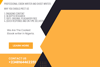 be your ghost writer,kindle ebook writer, article writer