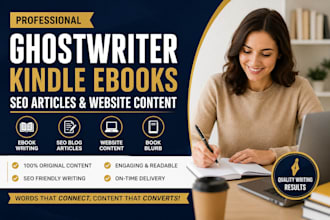 ghostwrite kindle ebooks SEO blog articles and website content, book blurb