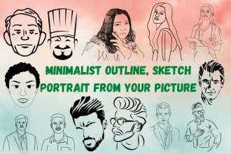 draw minimalist outline, sketch portrait from your picture