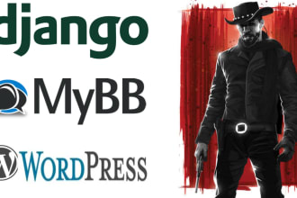 setup mybb forum, wordpress, django website, python app