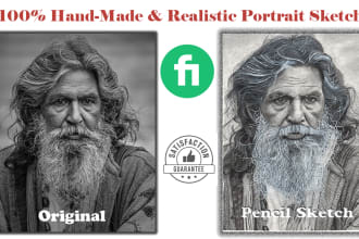 draw realistic portrait and drawing sketch by pencil on paper