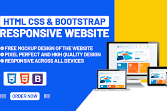 develop html, css, bootstrap responsive websites