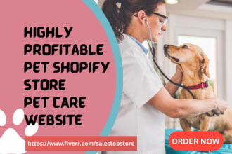 design pet store pet food shopify store veterinary store, pet care website