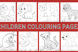 create children colouring book page for kids