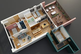 do professional 3d floor plan rendering for your home