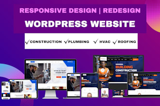 build squarespace roofing website, hvac, interior design, plumbing, construction