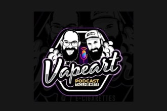 design podcast logo and cover art with cartoon style