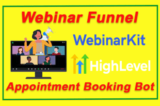 webinar funnel in webinar kit, gohighlevel appointment booking bot onboarding