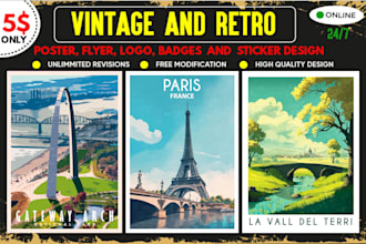 create vintage travel poster illustrations for your business