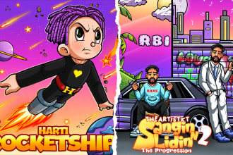 draw groovy cartoon hip hop rap cover artwork music illustration