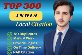 do 300 india local citations and directory submission